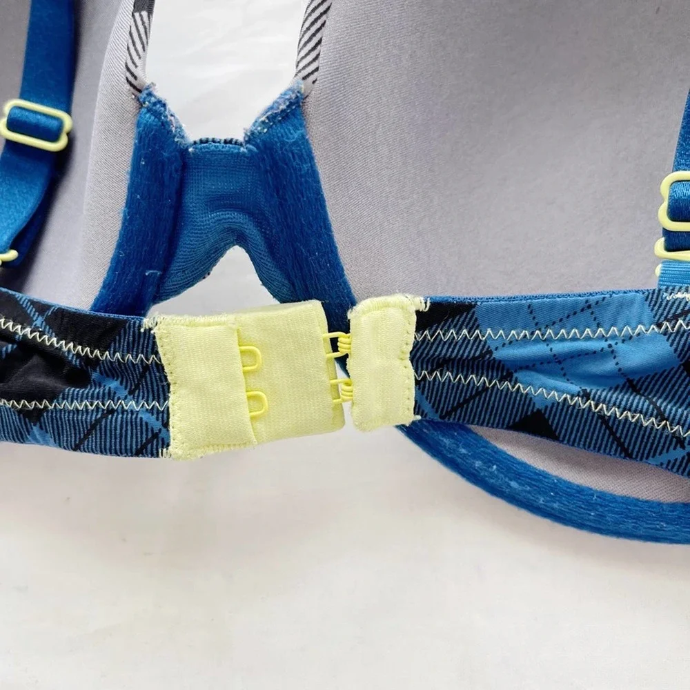 [Victoria’s Secret] blue grey plaid lined Demi bra 36D - Picture 4 of 6